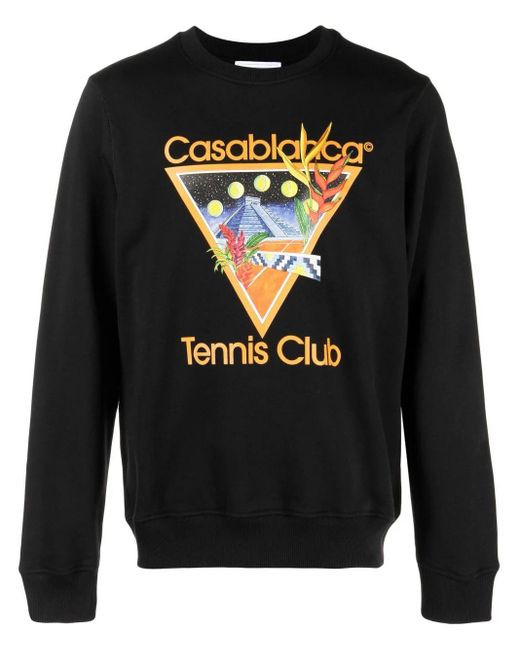 Casablanca Tennis Club Icon Printed Sweatshirt Black for men