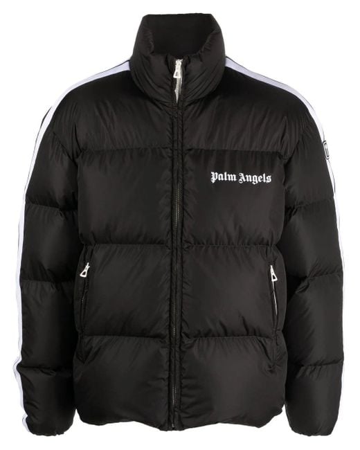 Palm Angels Black Classic Logo-Print Padded Down Jacket for men