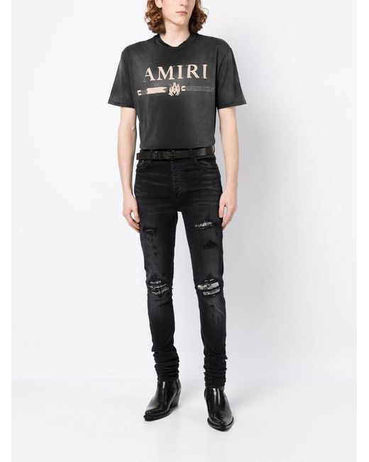 Amiri Black Ma Bar Applique Logo T-Shirt for men