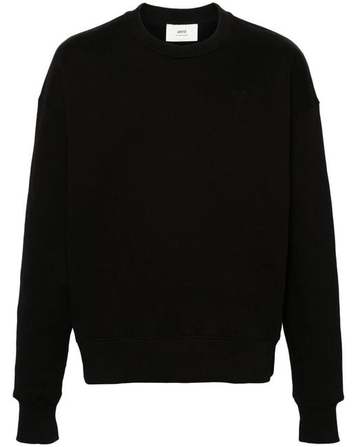 AMI Black Ami De Coeur Embossed Logo Sweatshirt for men