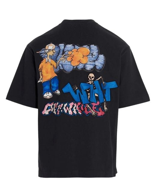 Off-White c/o Virgil Abloh Black Graphic Oversizes Skate T-Shirt for men