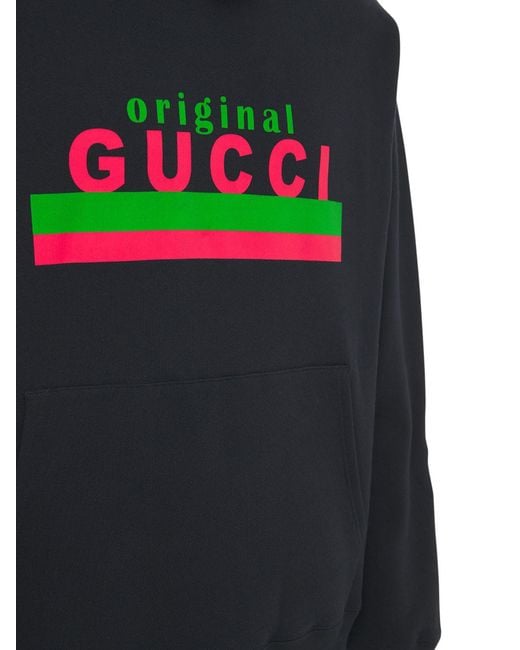 Gucci Black Original Logo Printed Hoodie for men