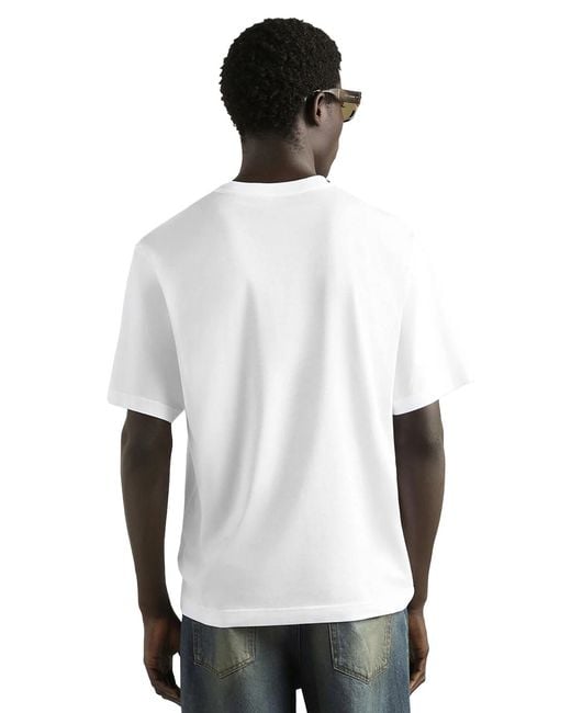 Dolce & Gabbana White Cotton Logo Patch T-Shirt for men