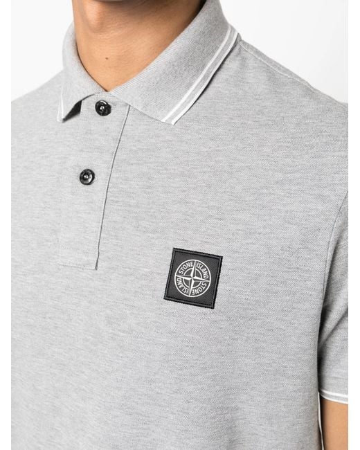 Stone Island Gray Compass Patch Logo Polo for men
