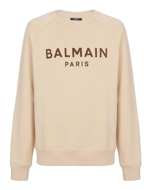 Balmain Natural Paris Logo Print Sweatshirt for men