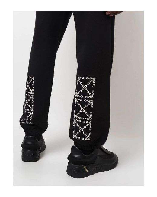 Off-White c/o Virgil Abloh Black Chain Arrows Printed Joggers for men