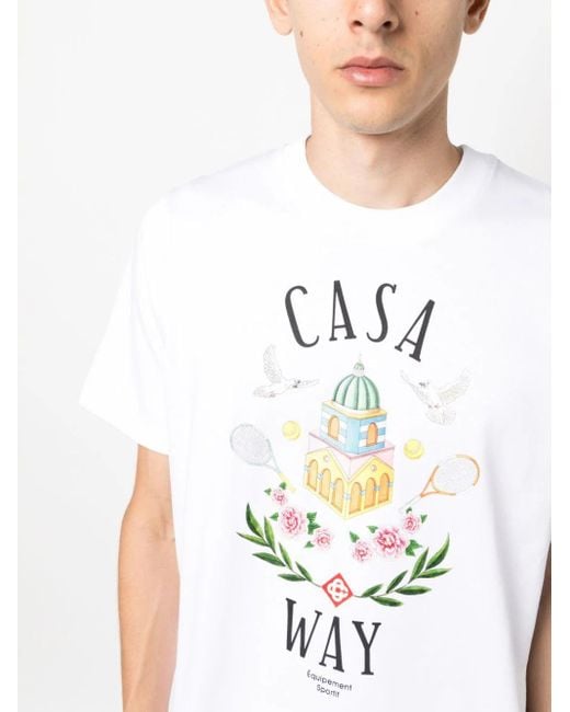 Casablancabrand White Graphic-print Organic-cotton T-shirt X for men