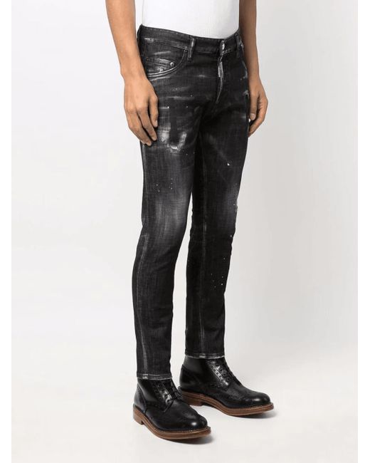 DSquared² Black Icon Printed Cool Guy Jeans for men