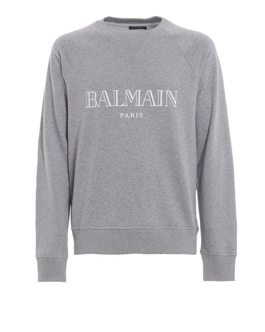 Balmain Gray Text Logo Sweatshirt for men