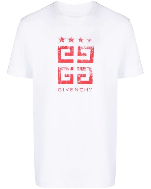 Givenchy White 4G Stars T-Shirt for men