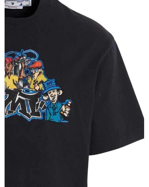 Off-White c/o Virgil Abloh Black Graphic Oversizes Skate T-Shirt for men