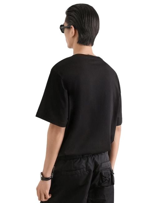 Dolce & Gabbana Black Cotton Logo Patch T-Shirt for men