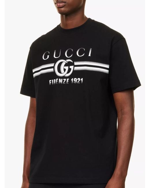 Gucci Black Interlocking Blur Logo T-Shirt for men