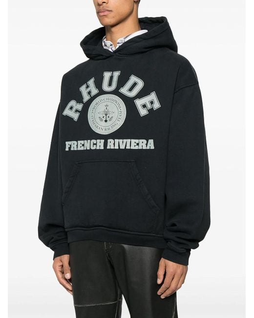 Rhude Black French Riviera Hoodie for men