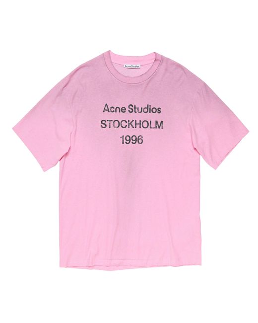 Acne Pink Stockholm Logo T-Shirt for men