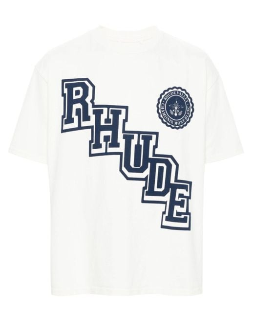 Men's Blue Collegiate Crest Logo Printed T-Shirt