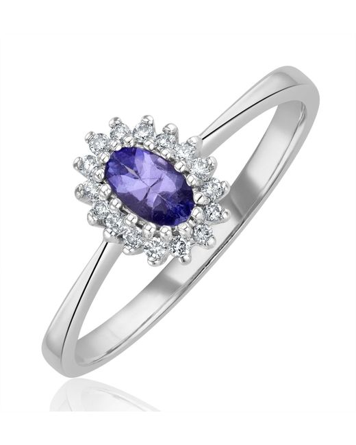 The Diamond Store Blue Tanzanite 5 X 3Mm And Diamond 9K Ring A4323Y