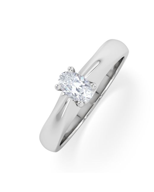 The Diamond Store White Naomi Oval Cut Lab Diamond Engagement Ring 0.33Ct H/Si
