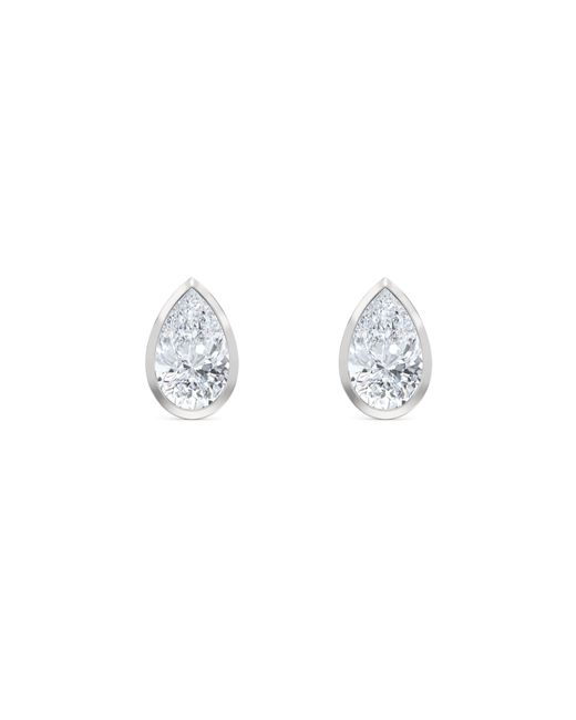 The Diamond Store Metallic Bezel Set 2.00Ct Pear Cut Lab Diamond Stud Earrings