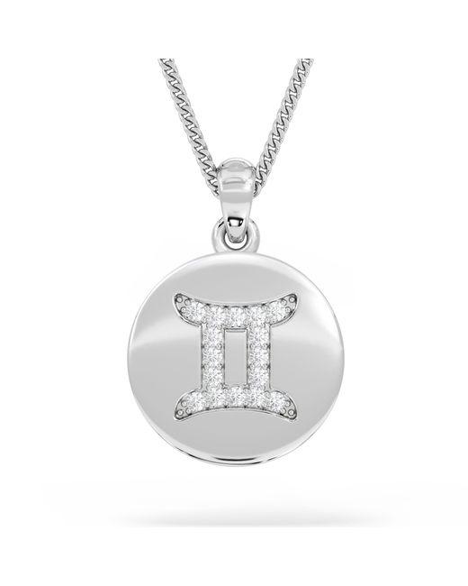 The Diamond Store Metallic Astrology Gemini 0.07Ct Lab Grown Diamond Medallion Pendant Necklace