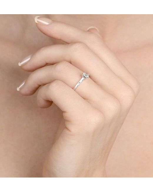 The Diamond Store Metallic Diamond Engagement Ring Emerald Cut 18K 0.25Ct-G-H/Si