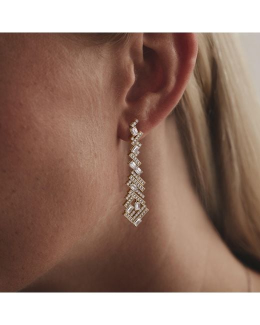 The Diamond Store Metallic Luxe 8.00Ct Lab Diamond Chandelier Earrings With Igi Certified Mixed-Cut Diamonds