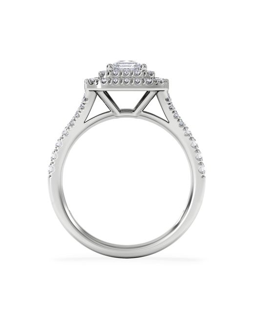 The Diamond Store White Cleopatra Diamond Halo Engagement Ring