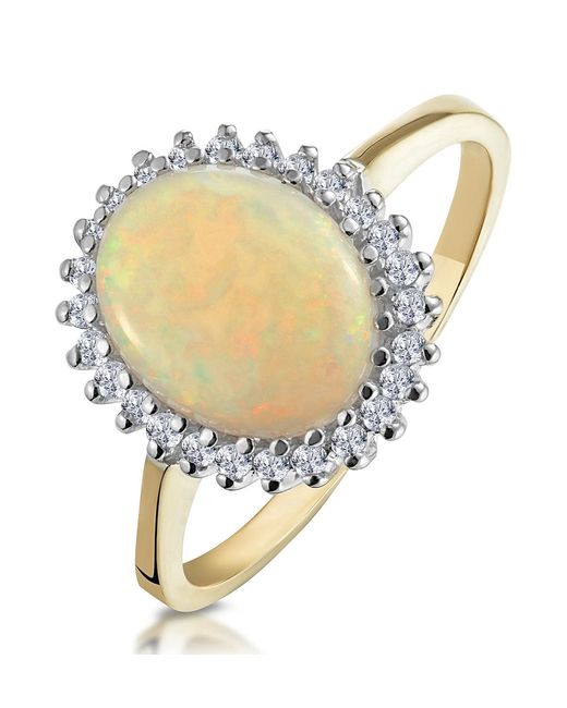 The Diamond Store Metallic Opal 10 X 8Mm And Diamond 9K Ring