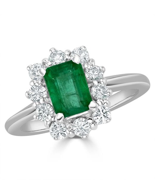 The Diamond Store Green Emerald 1.00Ct And Diamond 0.50Ct 18K Ring