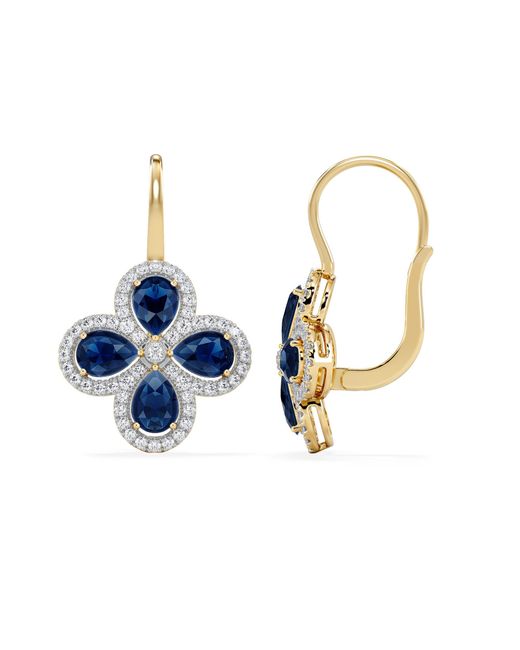 The Diamond Store Blue Bloom 4.75Ct Lab Sapphire And Lab Diamond Earrings