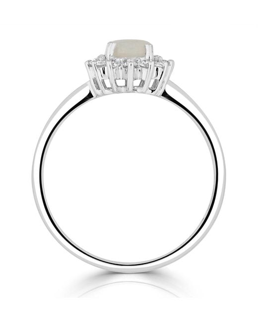 The Diamond Store Metallic Opal 7 X 5Mm And Diamond 9K Ring