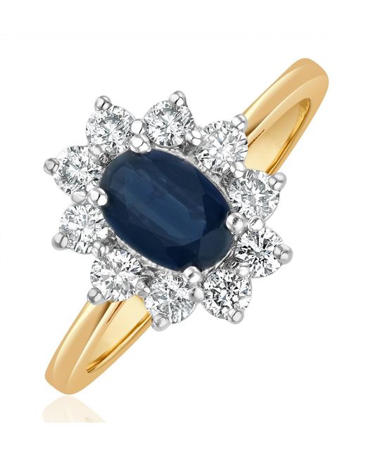 The Diamond Store Blue Sapphire 0.80Ct And Diamond 0.50Ct 18K Ring