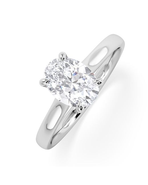 The Diamond Store White Amora Oval 1.00Ct Hidden Halo Lab Diamond Engagement Ring F/Vs1 Set