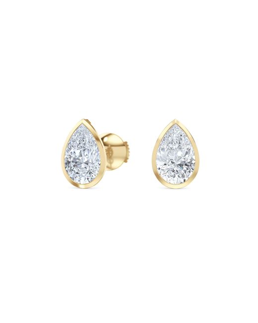 The Diamond Store Metallic Bezel Set 3.00Ct Pear Cut Lab Diamond Stud Earrings