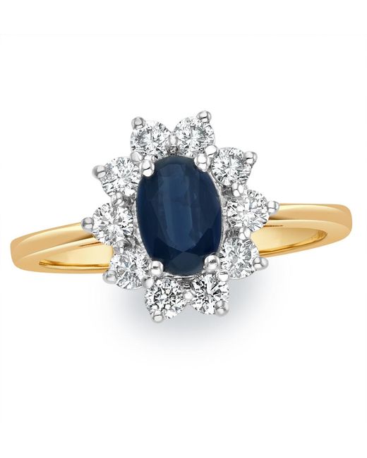 The Diamond Store Blue Sapphire 0.80Ct And Diamond 0.50Ct 18K Ring