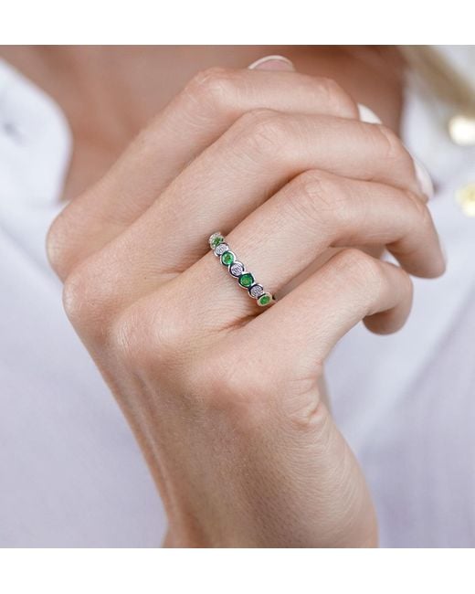 The Diamond Store Metallic Stellato Emerald And Diamond Eternity Ring