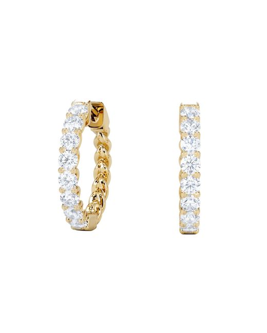 The Diamond Store Metallic Braided 1.00Ct Round Cut Lab Diamond Hoop Earrings