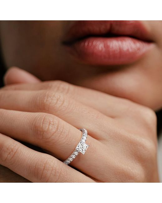 The Diamond Store White Katerina Lab Princess Diamond Engagement Ring 0.85Ct F/Vs1