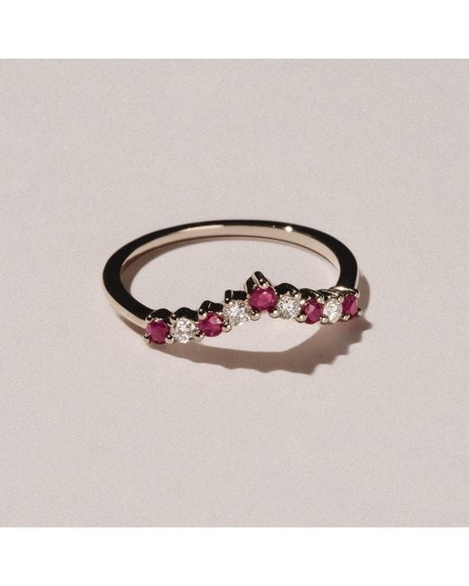 The Diamond Store Metallic Starlit Ruby And Lab Diamond Wishbone Ring