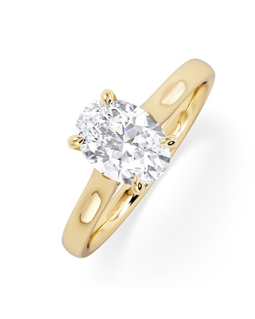 The Diamond Store Metallic Amora Oval 1.00Ct Lab Diamond Engagement Ring F/Vs1 Set