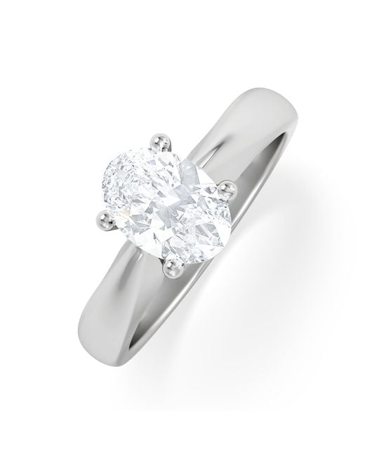 The Diamond Store White Naomi Oval Cut Lab Diamond Engagement Ring 1.00Ct H/Si