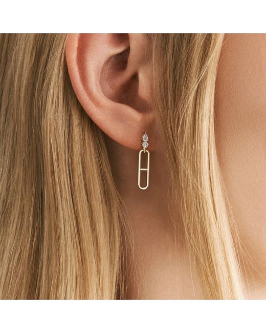 The Diamond Store Metallic Paperclip 0.47Ct Lab Diamond Drop Link Earrings
