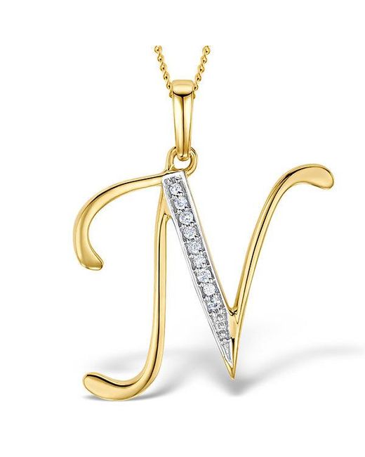 The Diamond Store Metallic Initial 'N' 0.05Ct Lab Diamond Pendant Necklace
