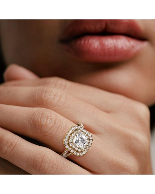 The Diamond Store Metallic Anastasia Lab Diamond Halo Engagement Ring