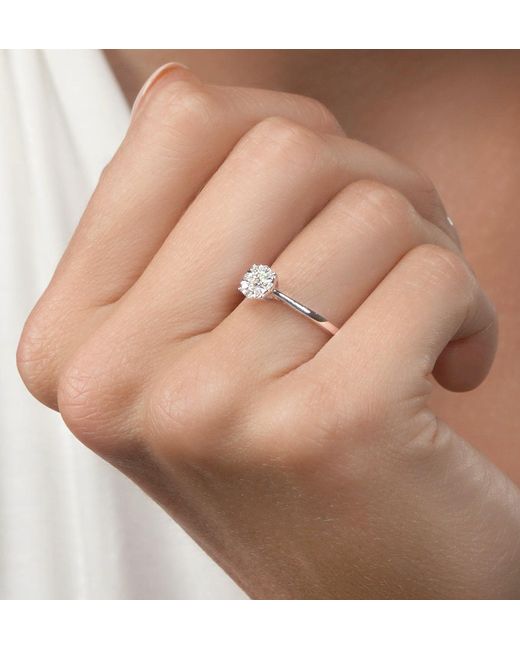 The Diamond Store Metallic 0.25Ct Lab Diamond Cluster Solitaire Ring H/Si