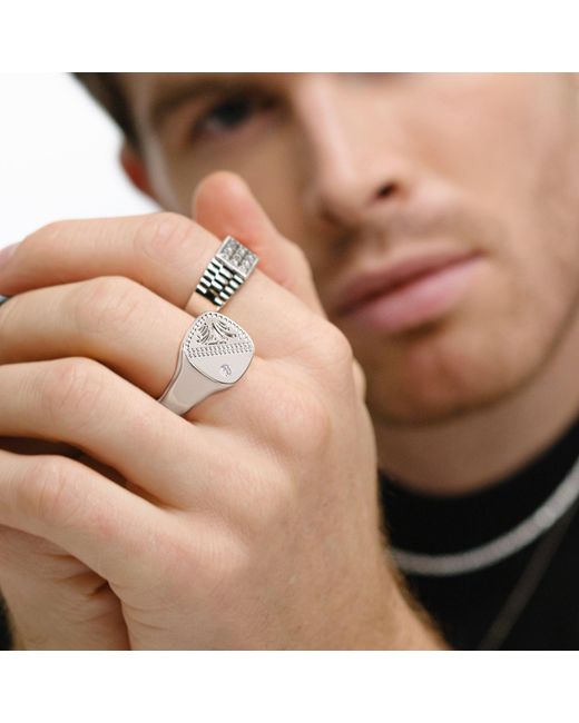 The Diamond Store Metallic Crest 0.03Ct Lab Diamond Square Signet Ring for men