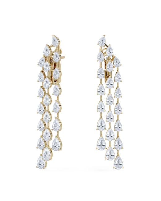 The Diamond Store White Luxe 10.00Ct Lab Diamond Chandelier Earrings With Igi Certified Pear-Cut Diamonds