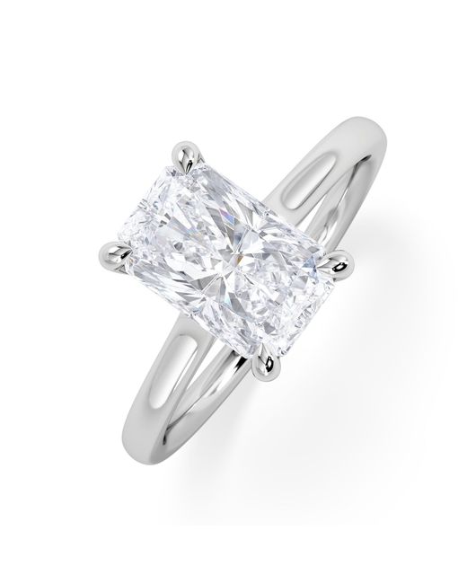 The Diamond Store White Amora Radiant 2.00Ct Hidden Halo Lab Diamond Engagement Ring F/Vs1 Set