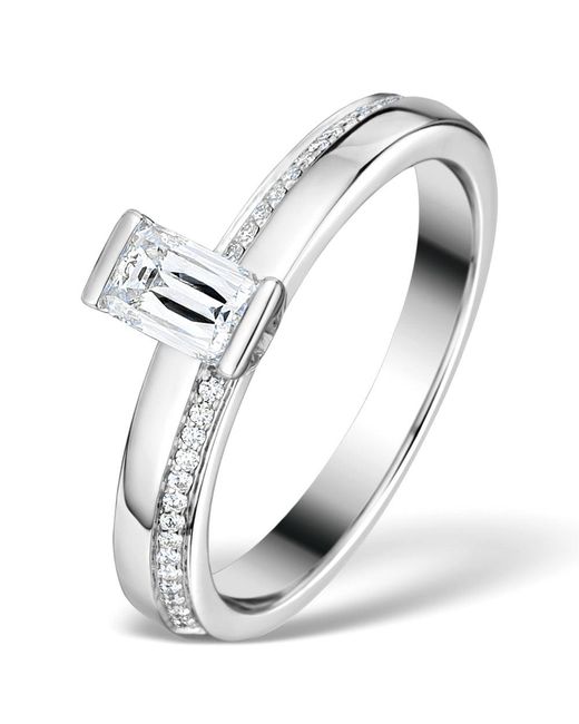 The Diamond Store Metallic 0.57Ct Ideal Prince Cut Diamond And 18K H/Si Ring