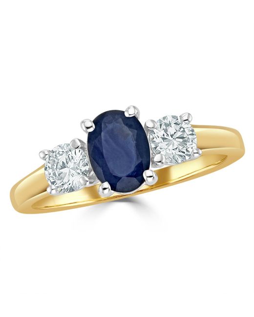 The Diamond Store Blue Sapphire 0.80Ct And Diamond 0.50Ct 18K Ring Fet23-U
